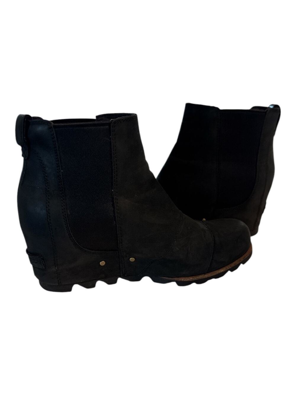 Sorel Boots Black Joan Of Arctic Wedge II Chelsea Waterproof SZ 9